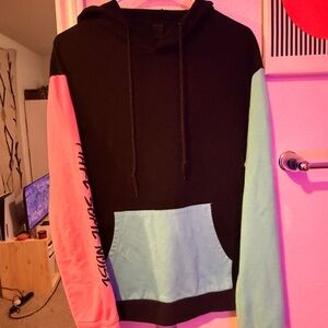 SHEIN Colorblock Hoodie - Black, Pink, Blue